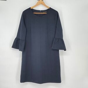 Banana Republic NWT Bell Sleeve Textured Shift Dress Navy Blue Size L Work